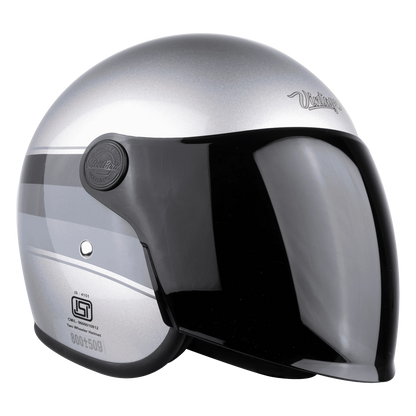 STEELBIRD Sbh 56 Vintage Silver Grey Half Face Helmet