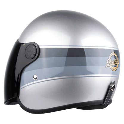 STEELBIRD Sbh 56 Vintage Silver Grey Half Face Helmet