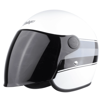 Steelbird Sbh 56 Vintage White Black Half Face Helmet