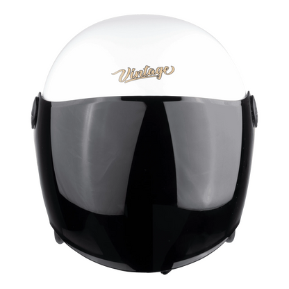 Steelbird Sbh 56 Vintage White Black Half Face Helmet