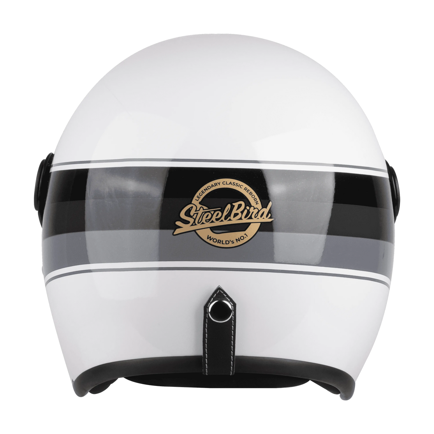STEELBIRD Sbh 56 Vintage White Grey Half Face Helmet