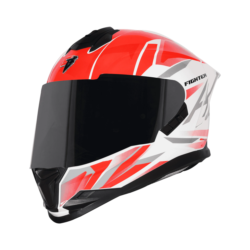 STEELBIRD Sbh 57 F4 Glossy White Red Full Face Helmet