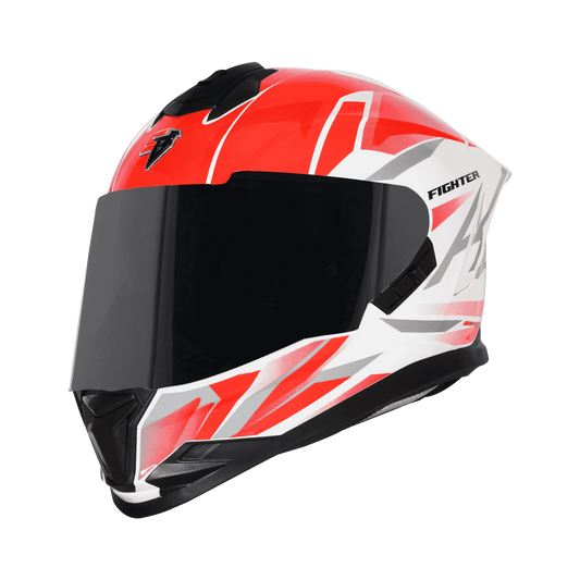 STEELBIRD Sbh 57 F4 Glossy White Red Full Face Helmet
