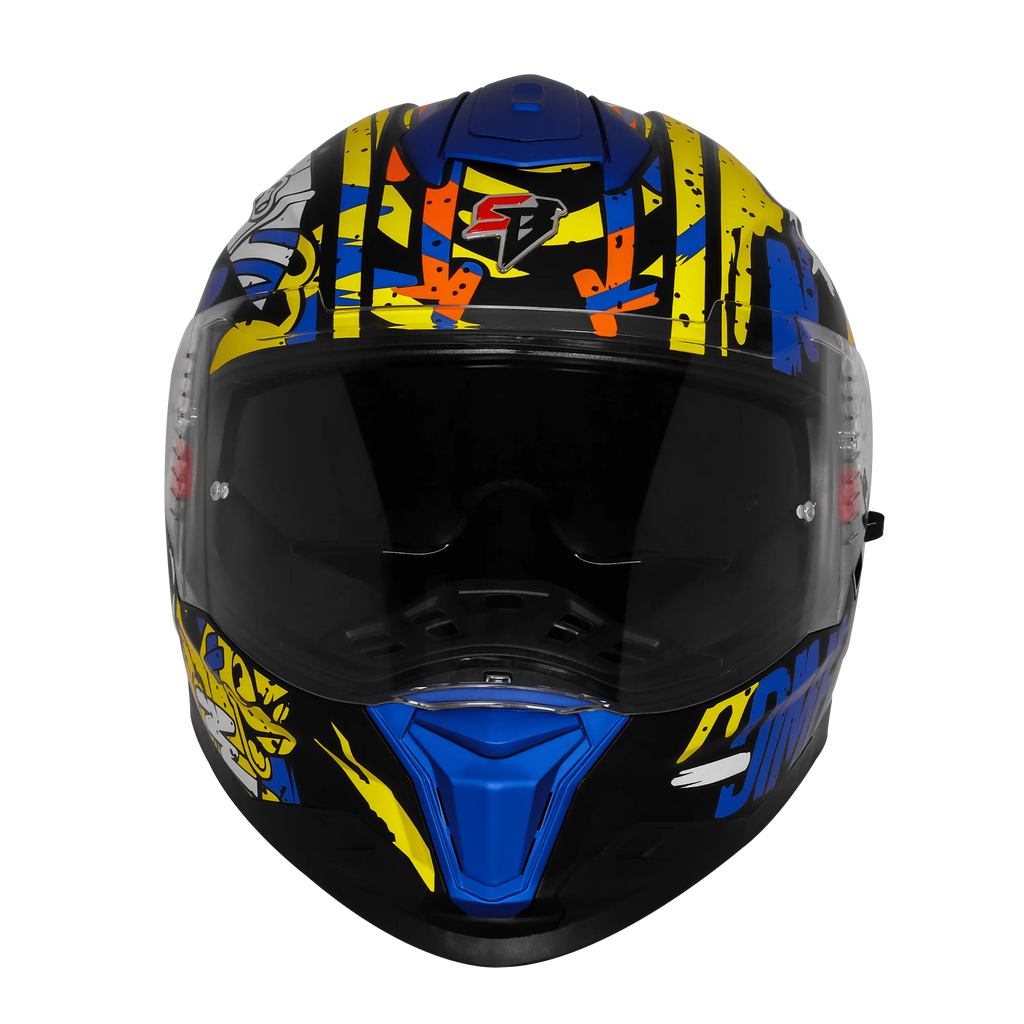 Steelbird Sbh 57 Fighter F10 Matt Black Blue White Full Face Helmet