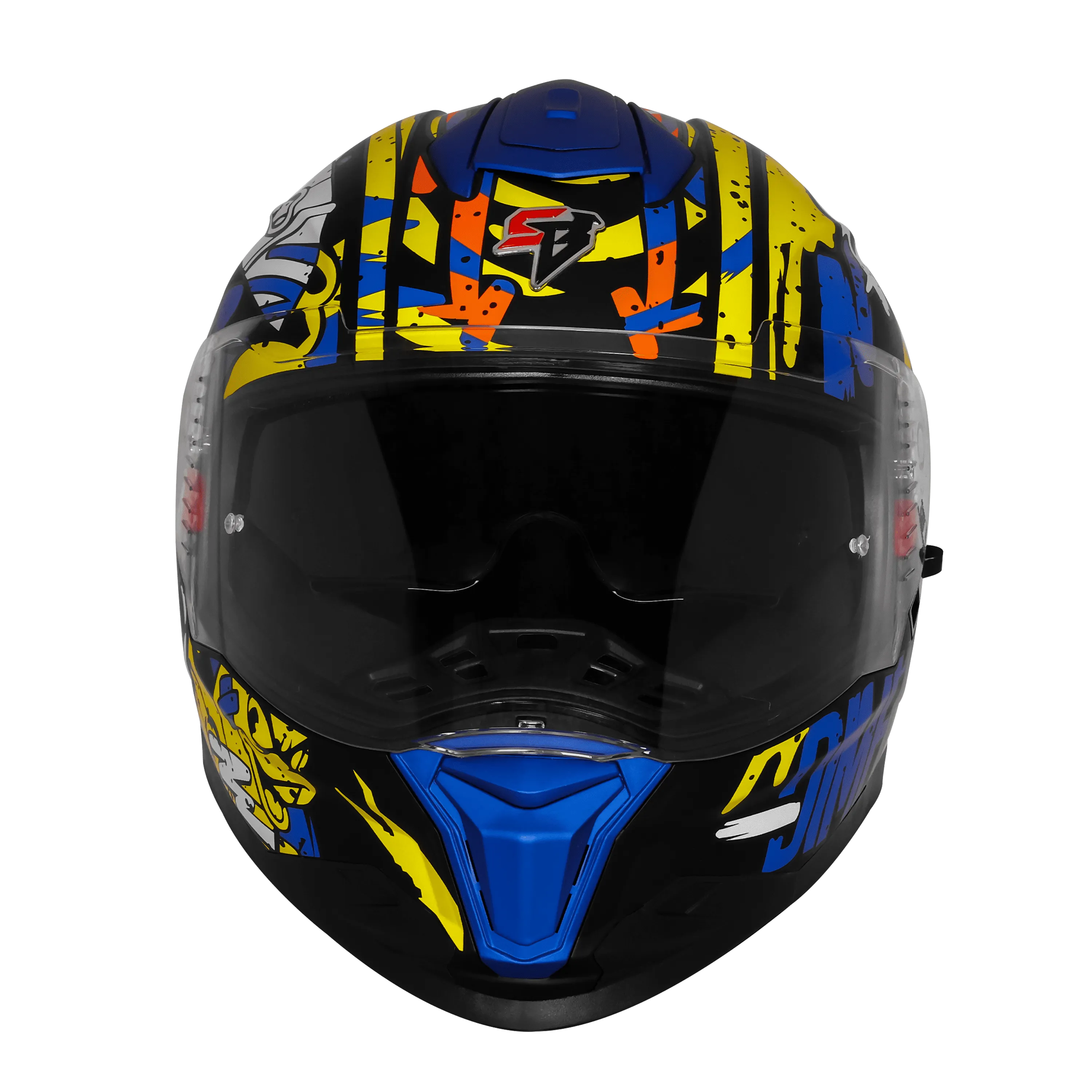 Steelbird Sbh 57 Fighter F10 Matt Black Blue White Full Face Helmet