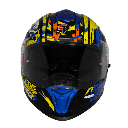 Steelbird Sbh 57 Fighter F10 Matt Black Blue White Full Face Helmet