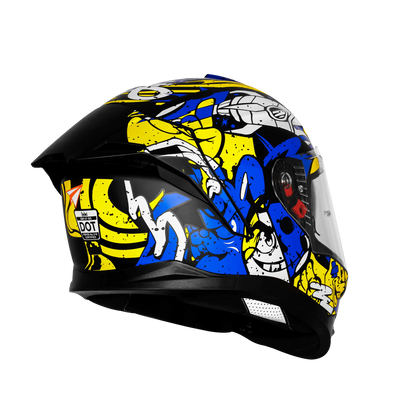 Steelbird Sbh 57 Fighter F10 Black Blue White Full Face Helmet