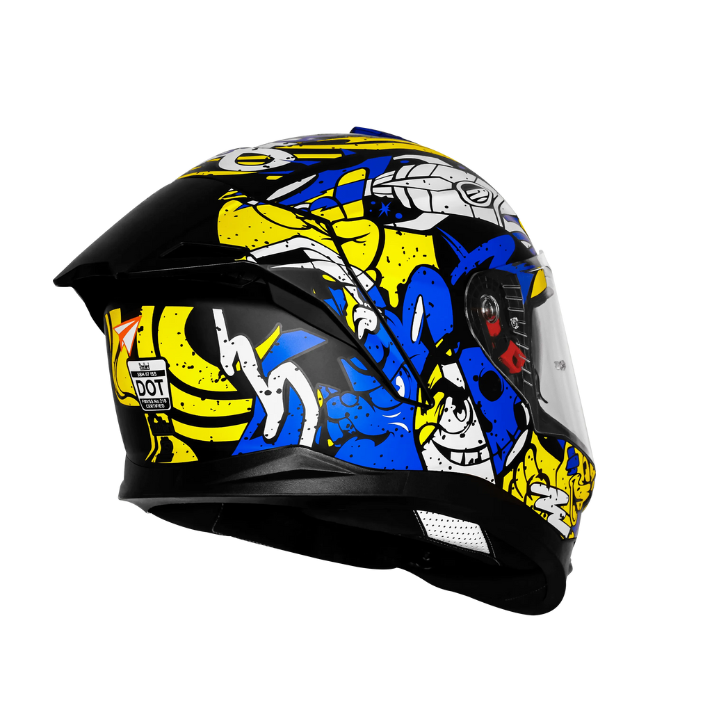 Steelbird Sbh 57 Fighter F10 Matt Black Blue White Full Face Helmet