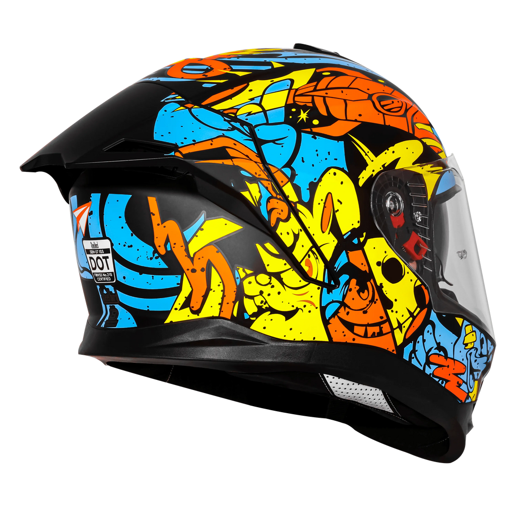 Steelbird Sbh 57 Fighter F10 Black Neon Orange Full Face Helmet