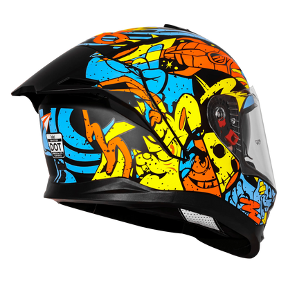 Steelbird Sbh 57 Fighter F10 Black Neon Orange Full Face Helmet