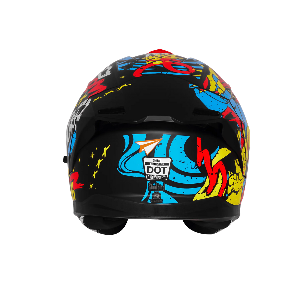 Steelbird Sbh 57 Fighter F10 Black Neon Red Full Face Helmet