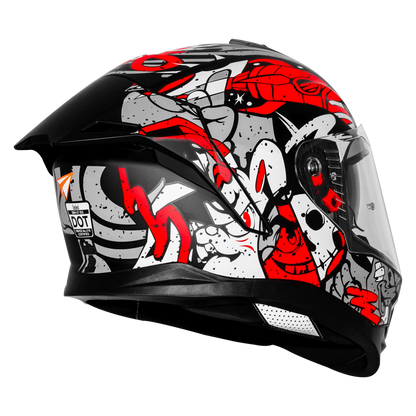 Steelbird Sbh 57 Fighter F10 Black White Red Full Face Helmet