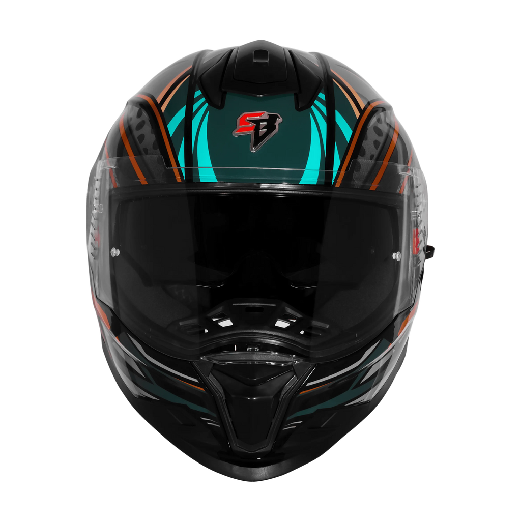 Steelbird Sbh 57 Fighter F12 Black Battle Green Full Face Helmet
