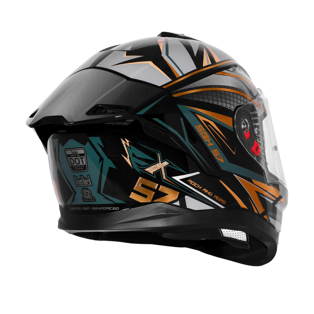 Steelbird Sbh 57 Fighter F12 Black Battle Green Full Face Helmet