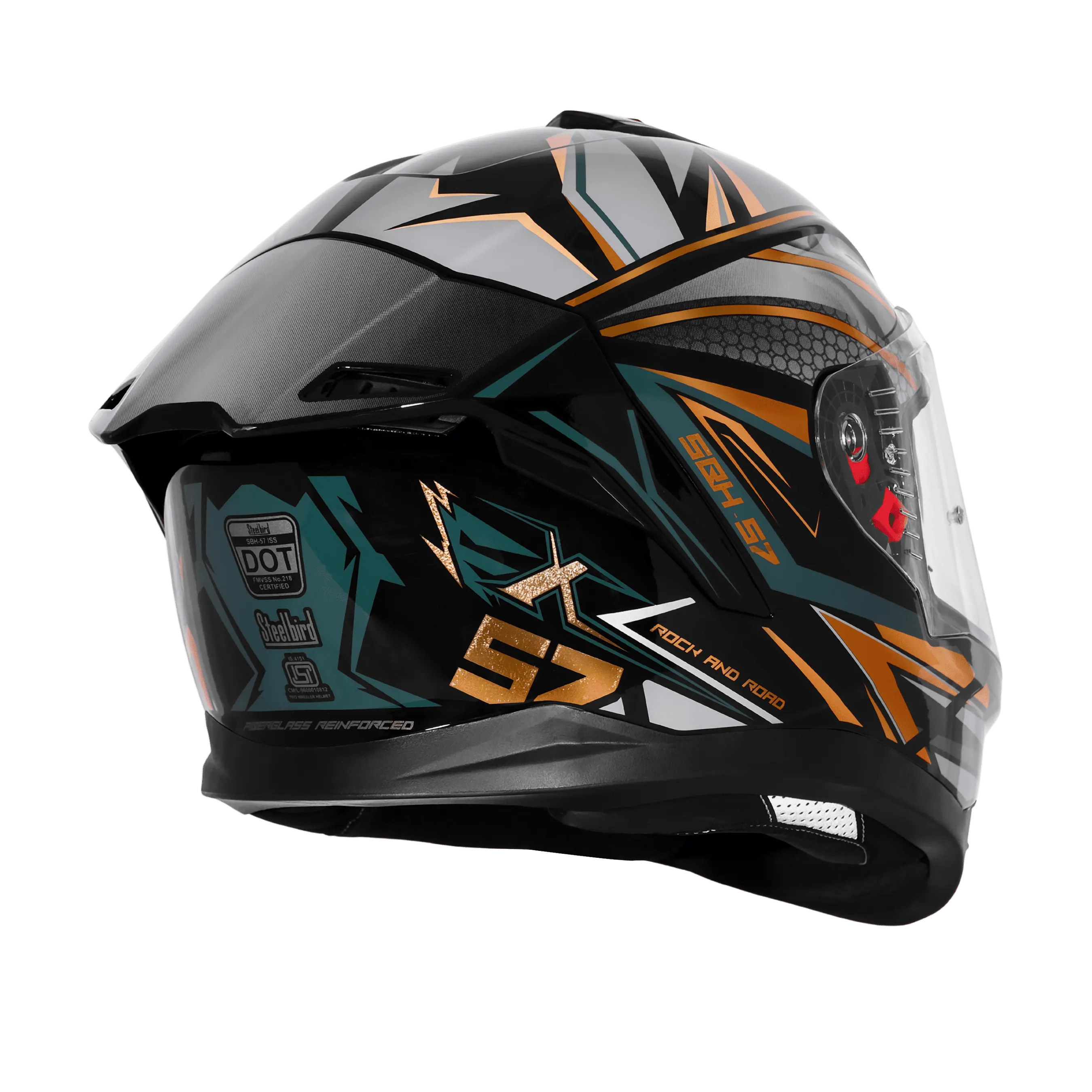 Steelbird Sbh 57 Fighter F12 Black Battle Green Full Face Helmet