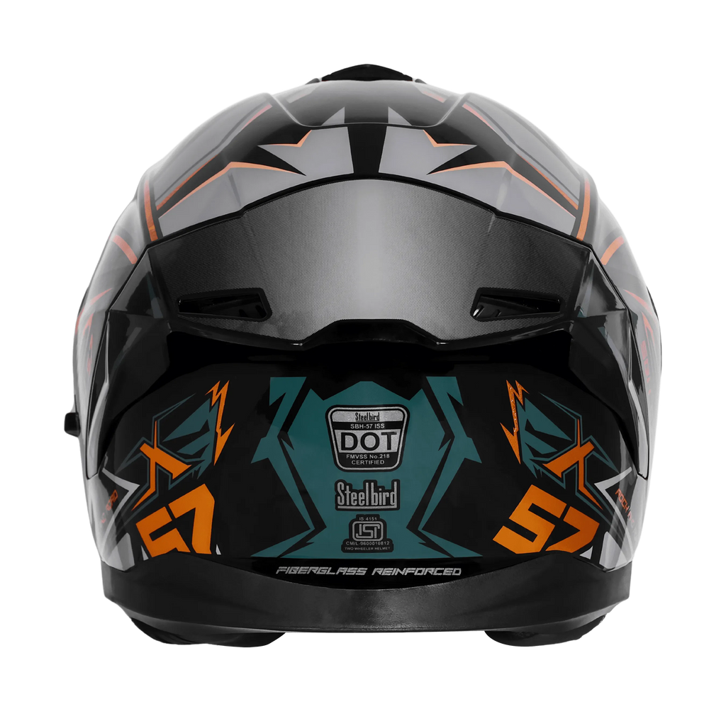 Steelbird Sbh 57 Fighter F12 Black Battle Green Full Face Helmet