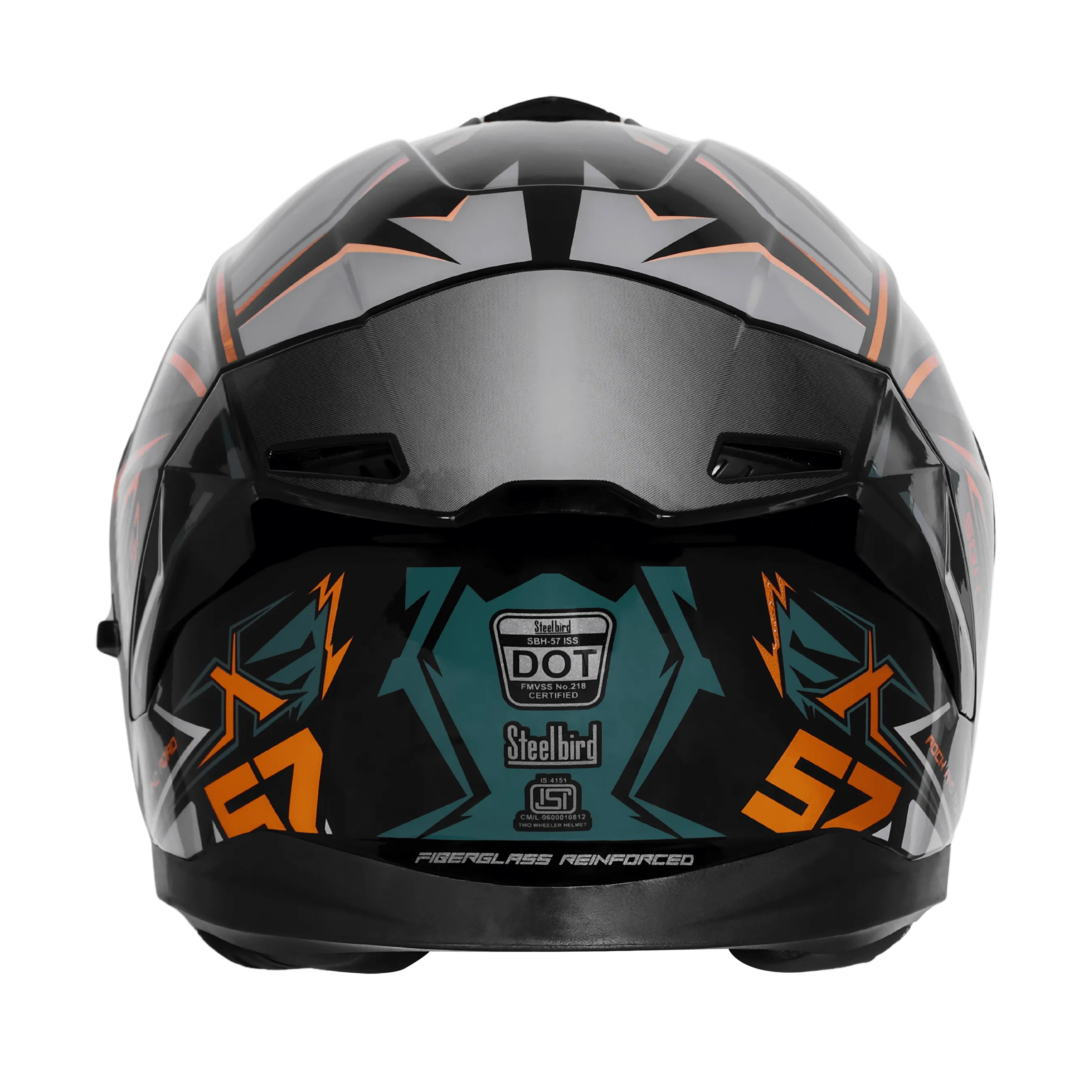 Steelbird Sbh 57 Fighter F12 Black Battle Green Full Face Helmet