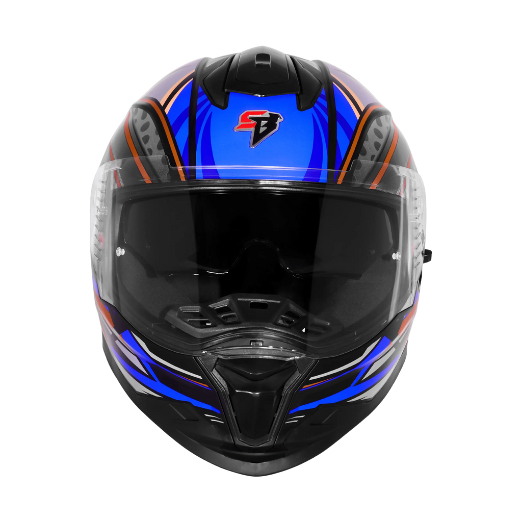 Steelbird Sbh 57 Fighter F12 Black Blue Full Face Helmet