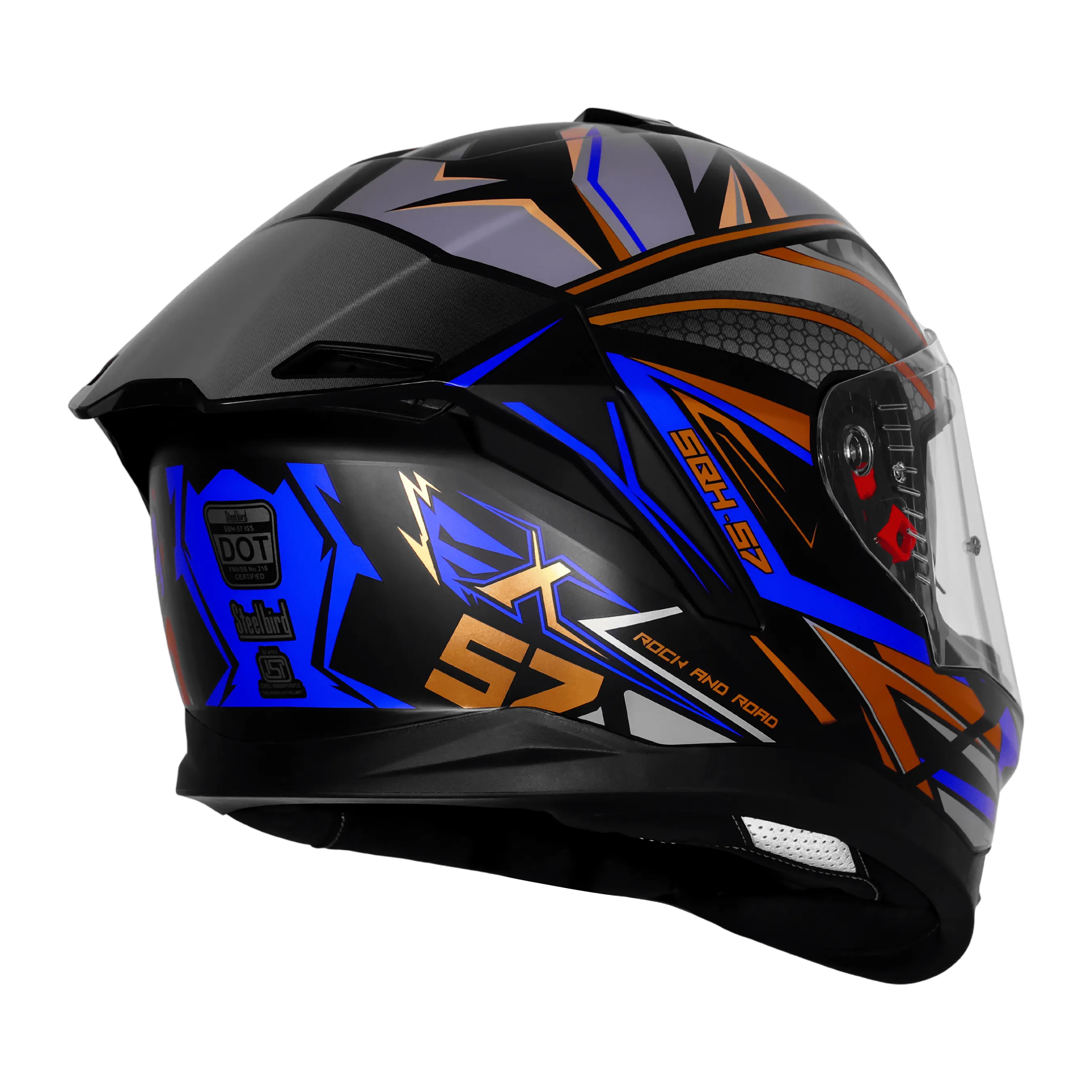 Steelbird Sbh 57 Fighter F12 Black Blue Full Face Helmet