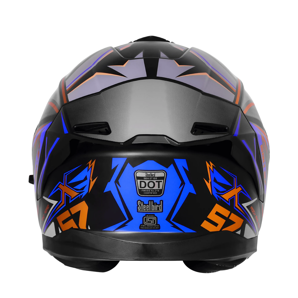 Steelbird Sbh 57 Fighter F12 Black Blue Full Face Helmet