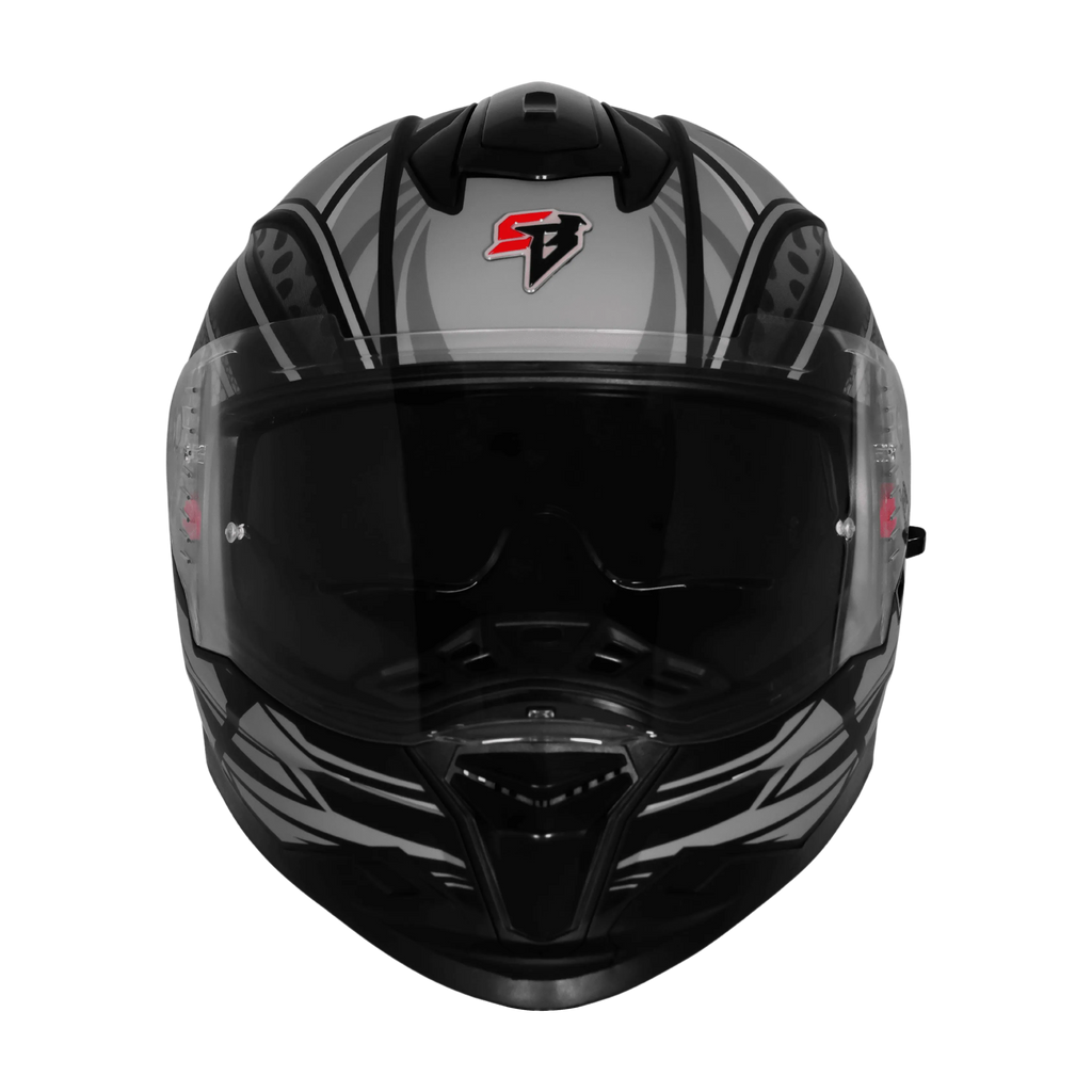 Steelbird Sbh 57 Fighter F12 Black Grey Silver Full Face Helmet