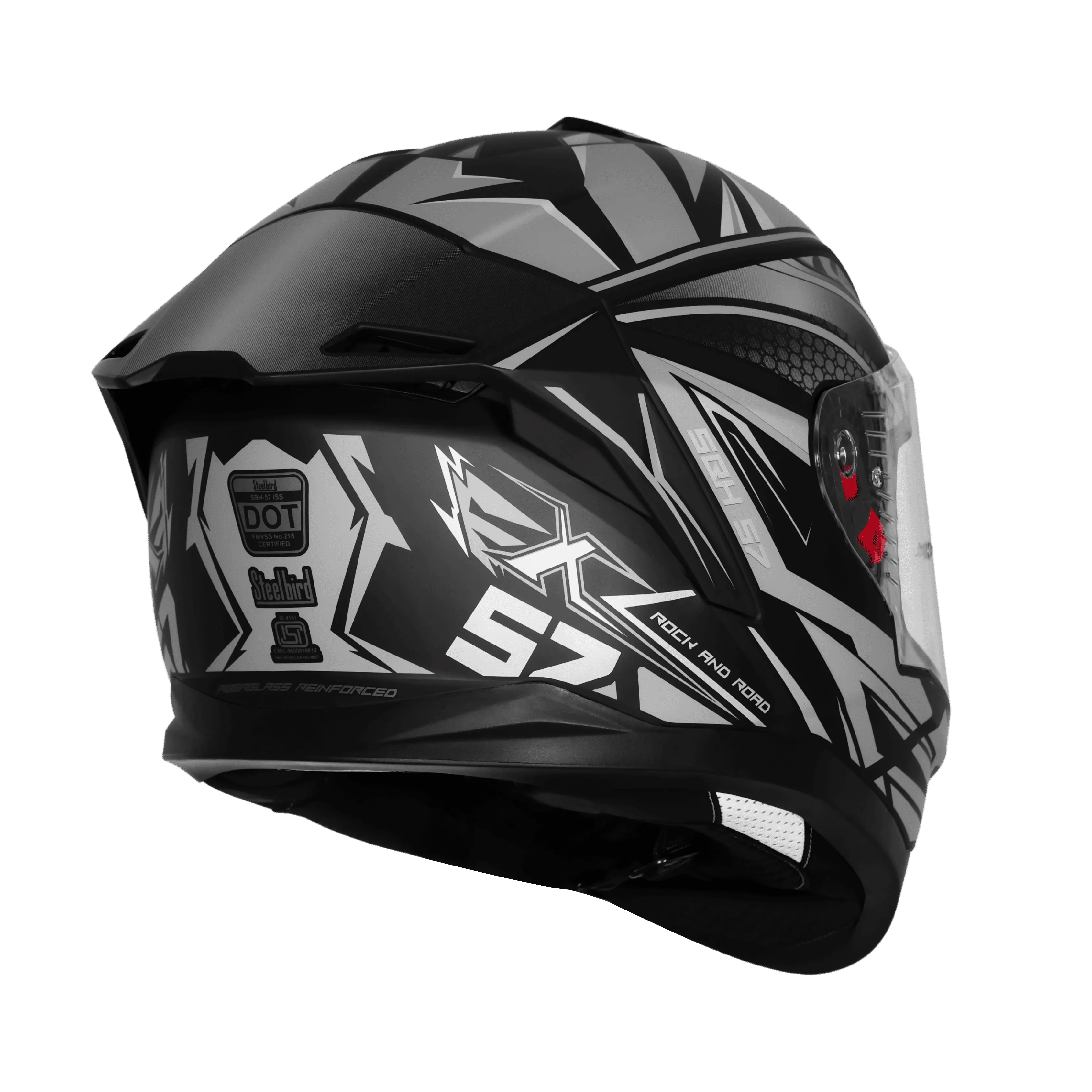 Steelbird Sbh 57 Fighter F12 Black Grey Silver Full Face Helmet