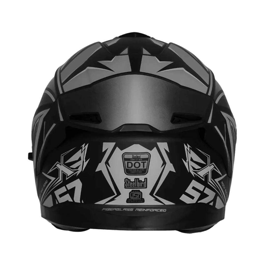 Steelbird Sbh 57 Fighter F12 Black Grey Silver Full Face Helmet