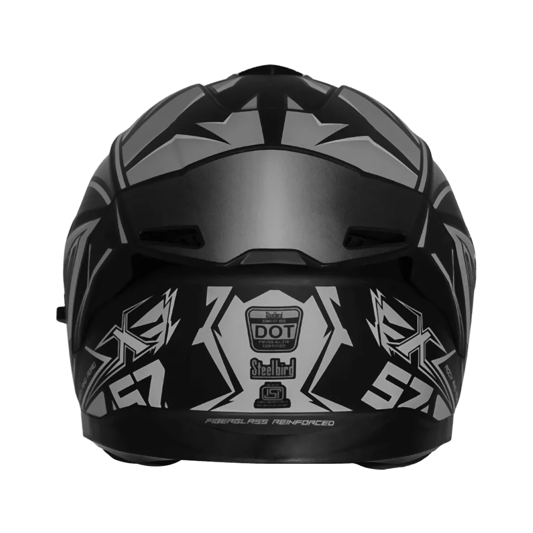 Steelbird Sbh 57 Fighter F12 Black Grey Silver Full Face Helmet