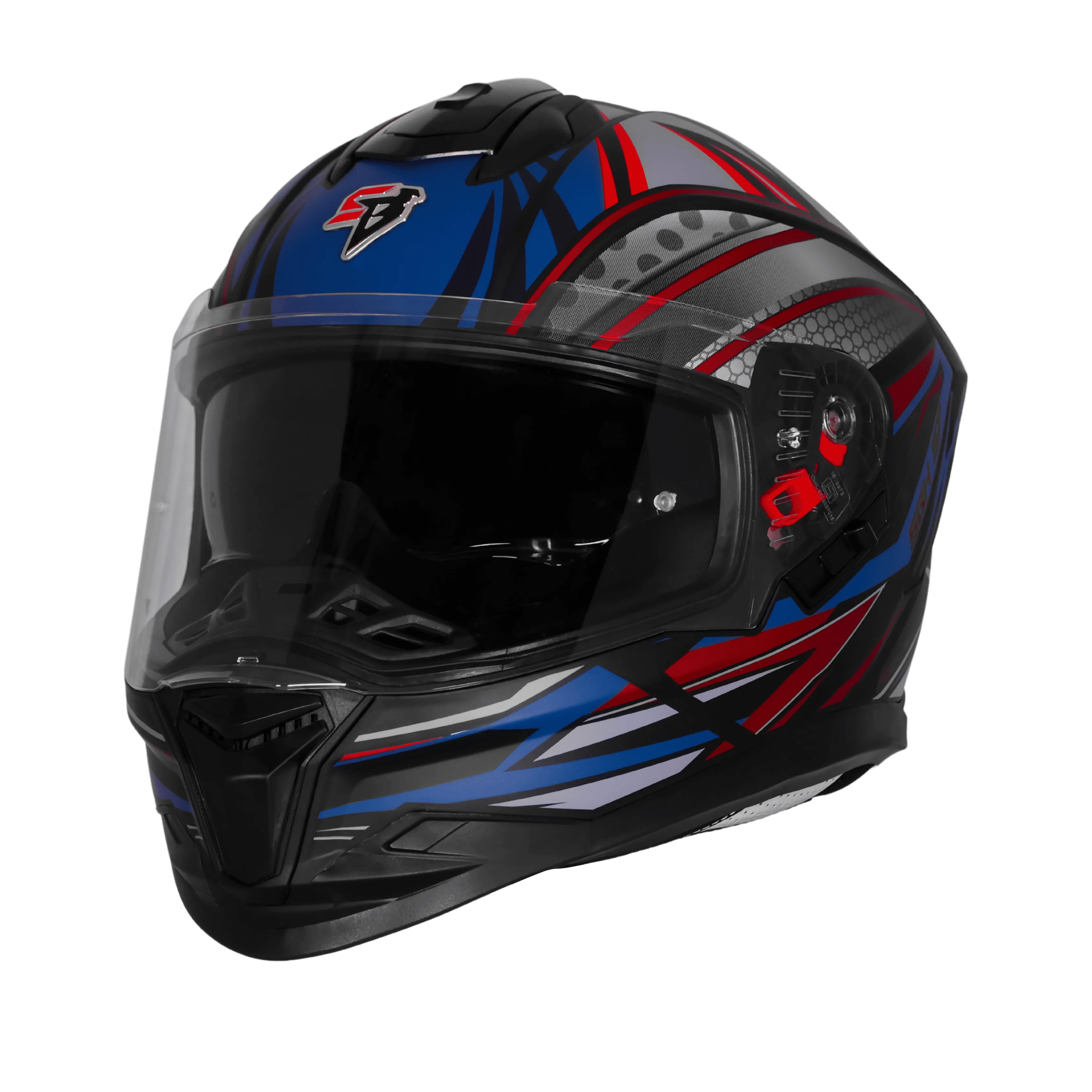 Steelbird Sbh 57 Fighter F12 Black Squardian Blue Full Face Helmet
