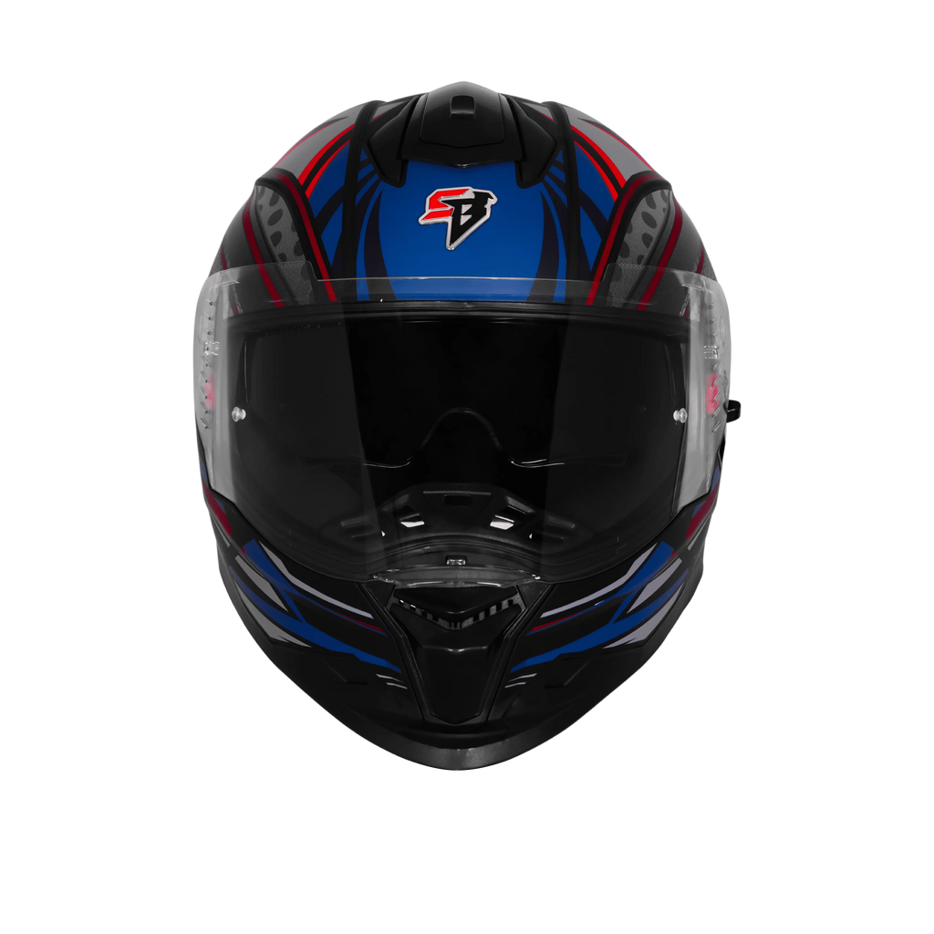 Steelbird Sbh 57 Fighter F12 Black Squardian Blue Full Face Helmet