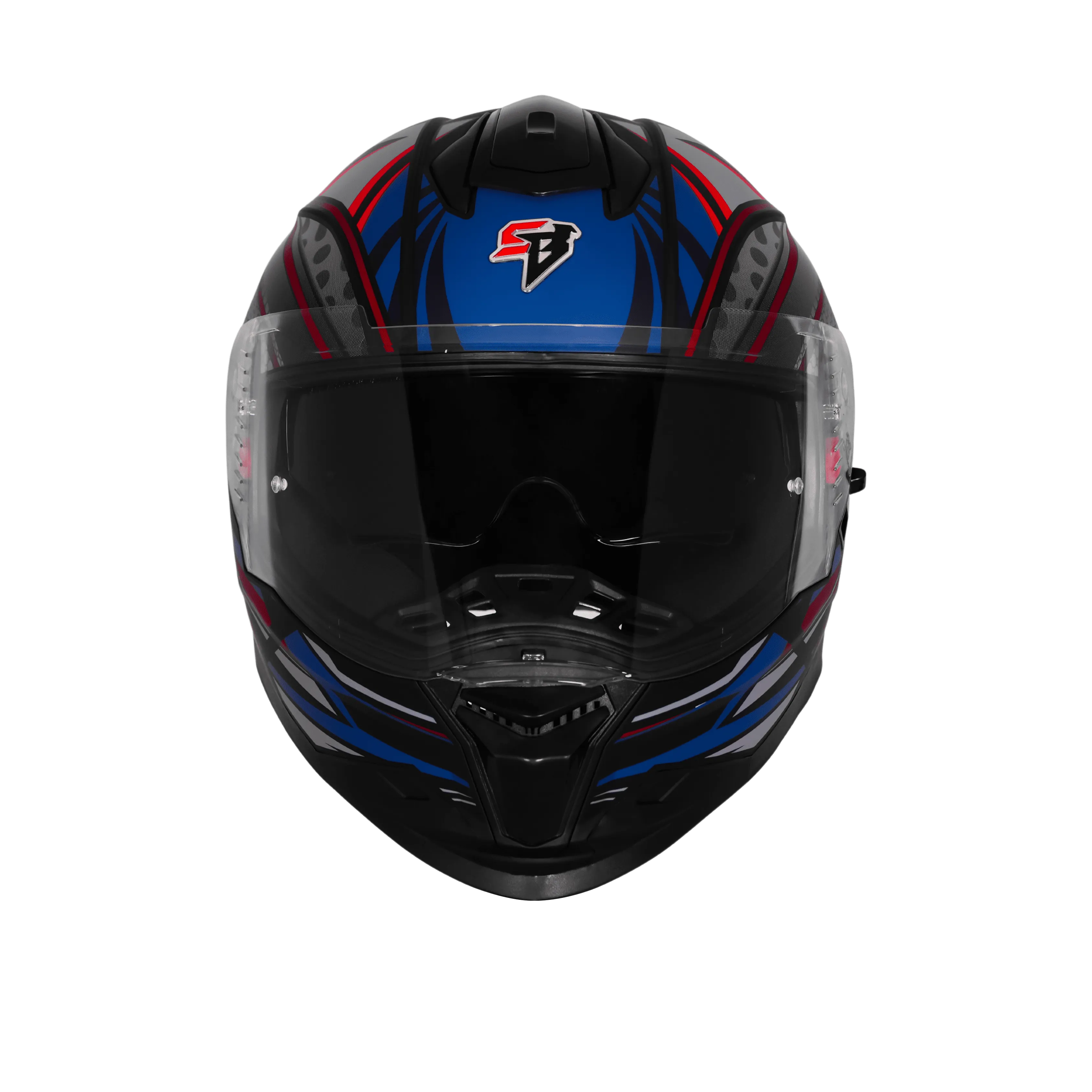 Steelbird Sbh 57 Fighter F12 Black Squardian Blue Full Face Helmet