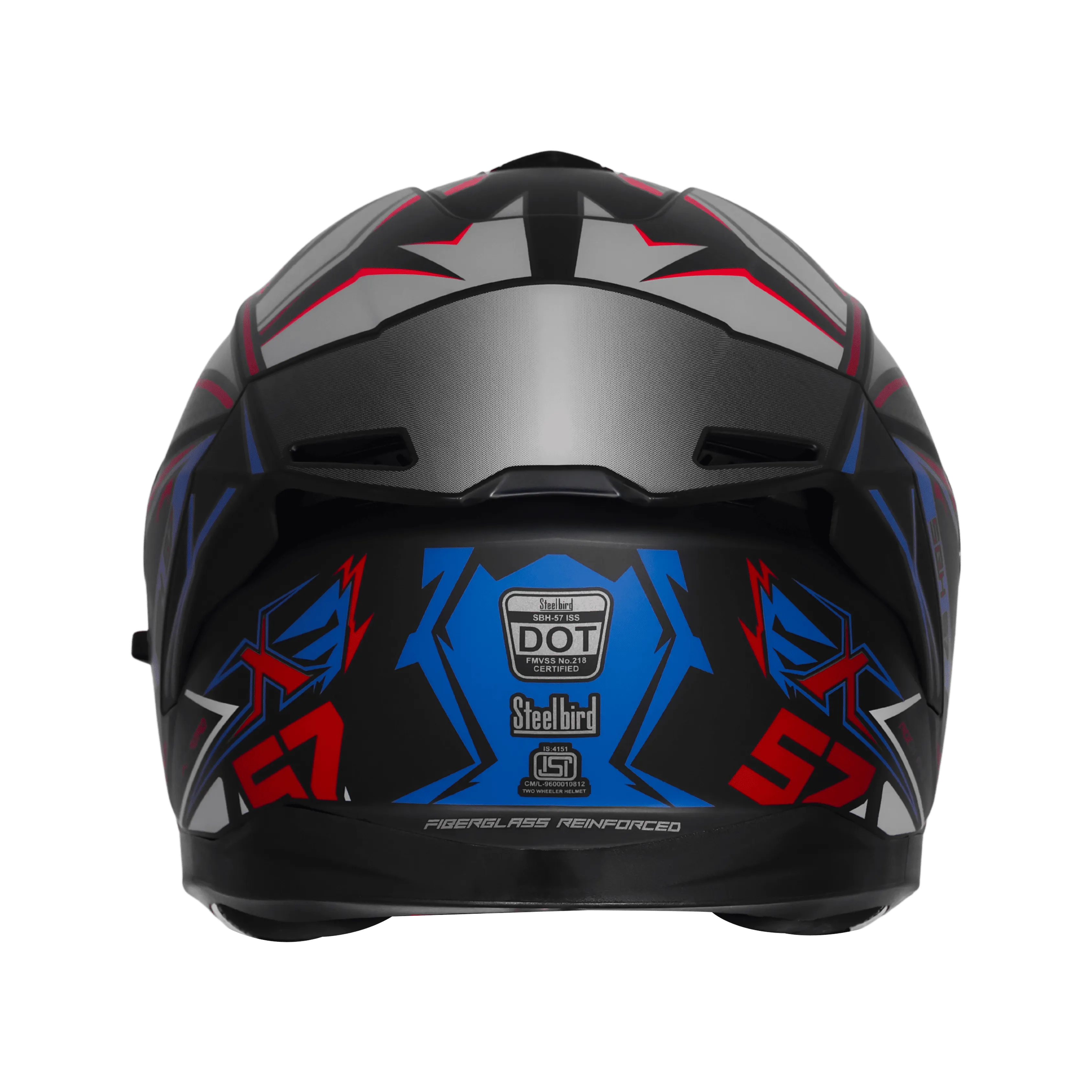 Steelbird Sbh 57 Fighter F12 Black Squardian Blue Full Face Helmet