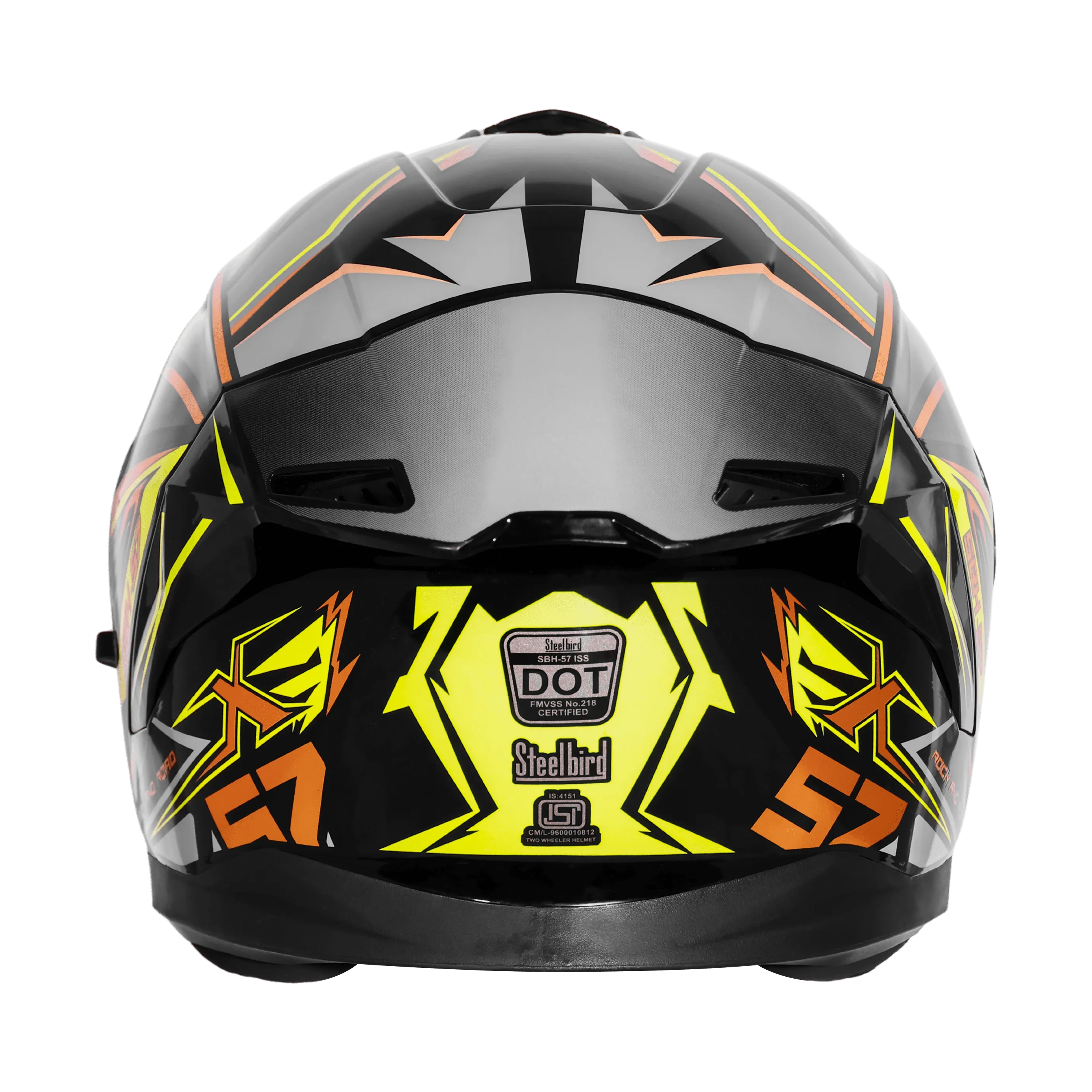 Steelbird Sbh 57 Fighter F12 Glossy Black Neon Full Face Helmet