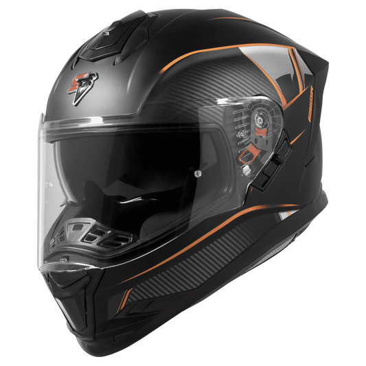 Steelbird Sbh 57 Fighter F1 Black Orange Full Face Helmet