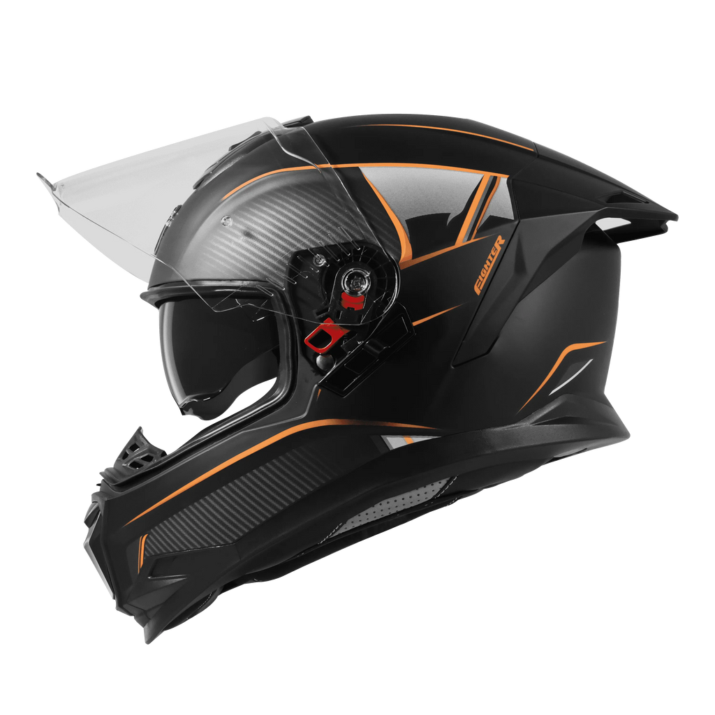 Steelbird Sbh 57 Fighter F1 Black Orange Full Face Helmet