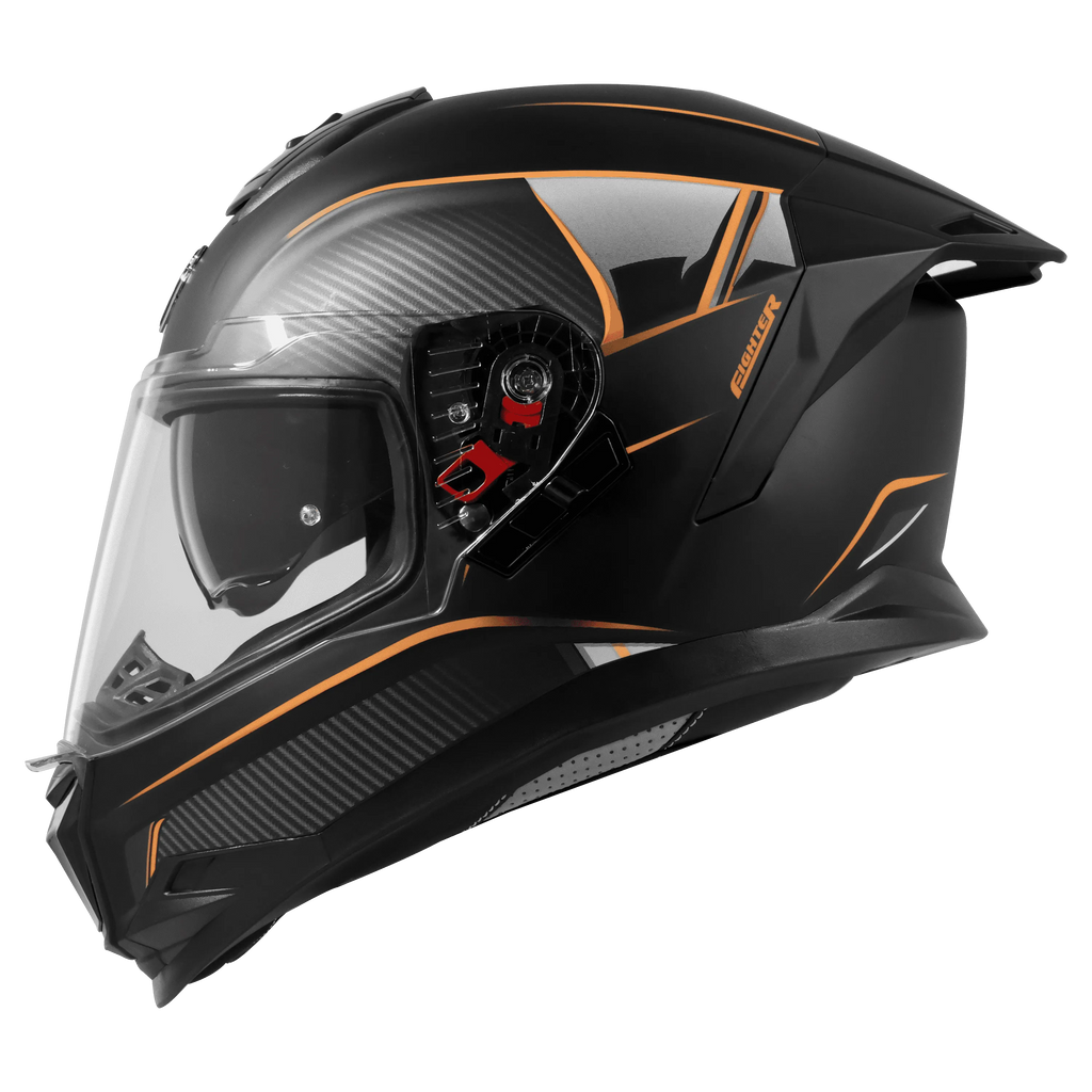 Steelbird Sbh 57 Fighter F1 Matt Black Orange Full Face Helmet