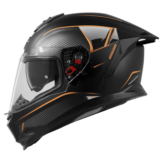 Steelbird Sbh 57 Fighter F1 Matt Black Orange Full Face Helmet