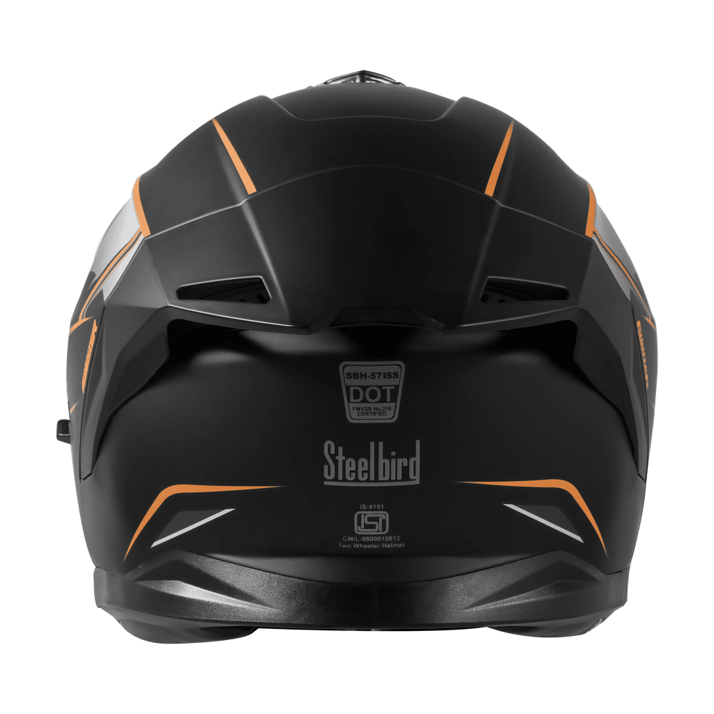 Steelbird Sbh 57 Fighter F1 Matt Black Orange Full Face Helmet