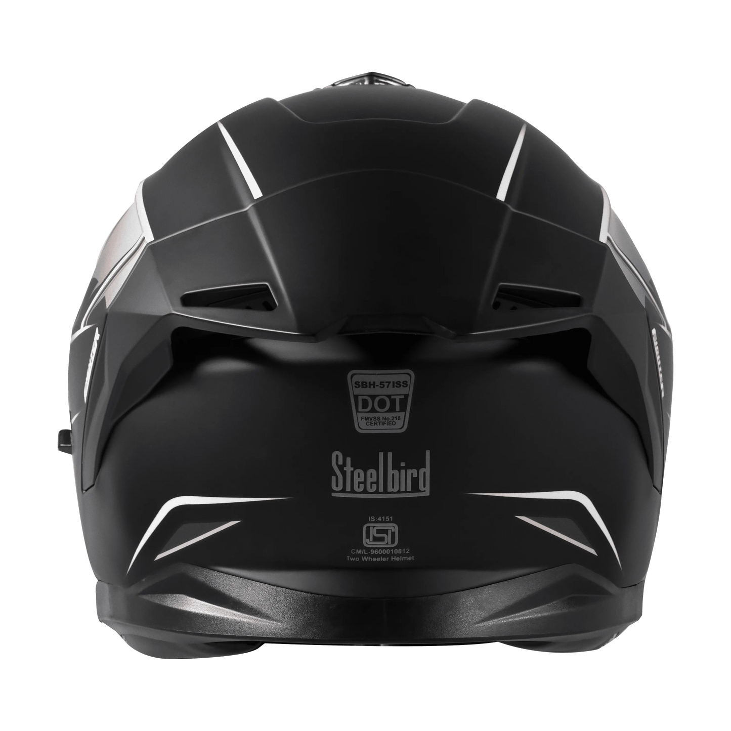 Steelbird Sbh 57 Fighter F1 Matt Black White Full Face Helmet