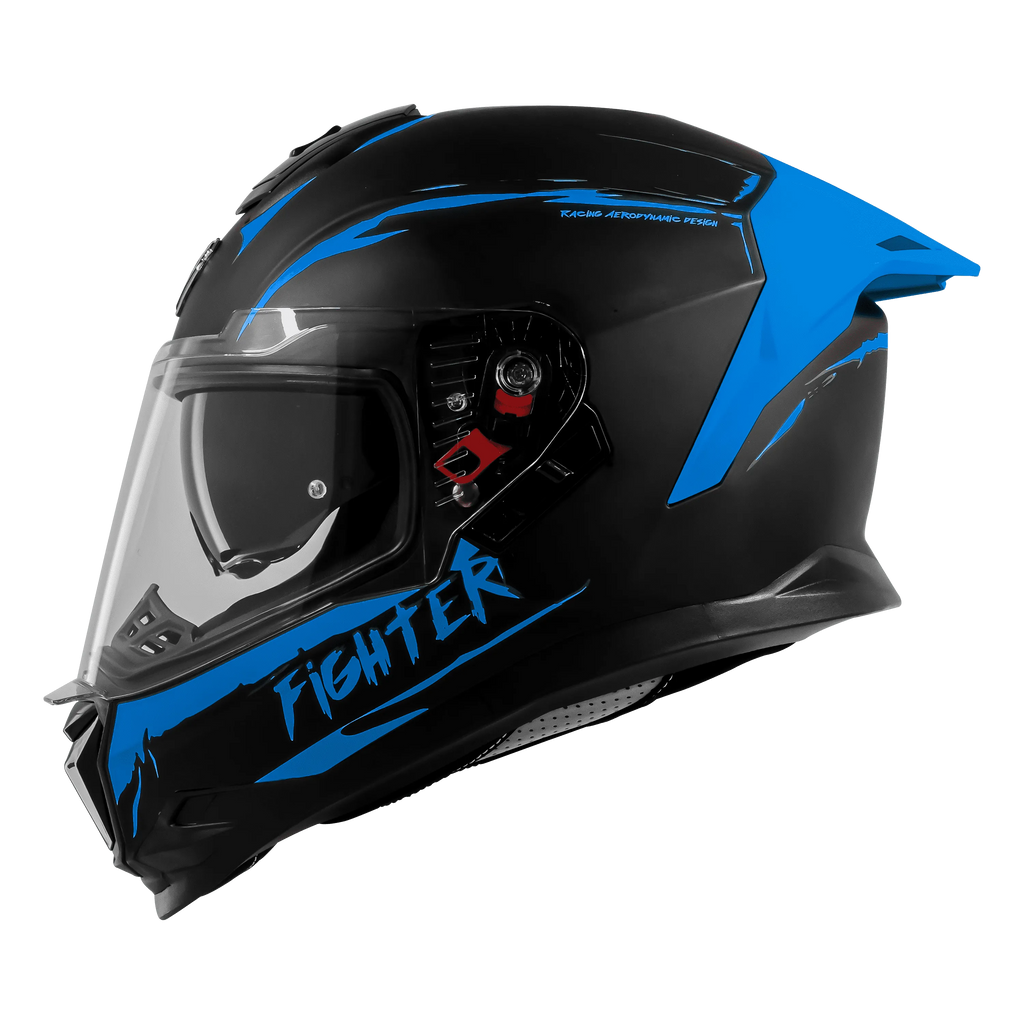Steelbird Sbh 57 Fighter F2 Matt Black Blue Full Face Helmet