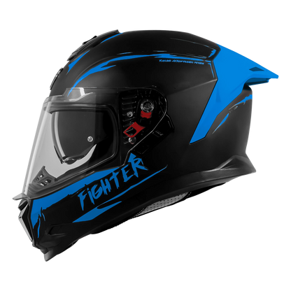 Steelbird Sbh 57 Fighter F2 Matt Black Blue Full Face Helmet