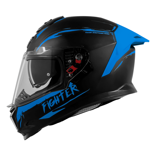 Steelbird Sbh 57 Fighter F2 Matt Black Blue Full Face Helmet