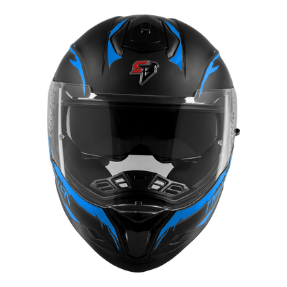Steelbird Sbh 57 Fighter F2 Matt Black Blue Full Face Helmet