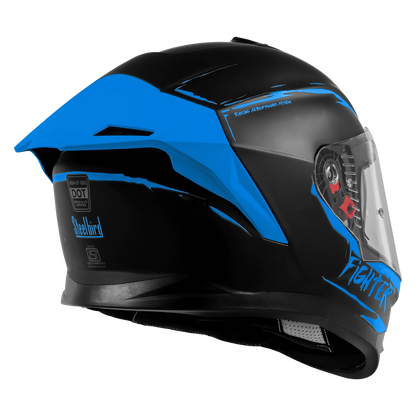 Steelbird Sbh 57 Fighter F2 Matt Black Blue Full Face Helmet