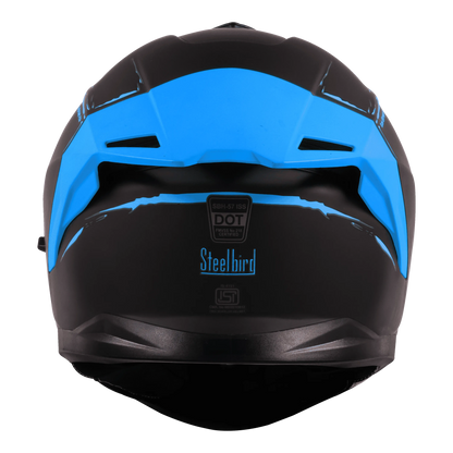 Steelbird Sbh 57 Fighter F2 Matt Black Blue Full Face Helmet