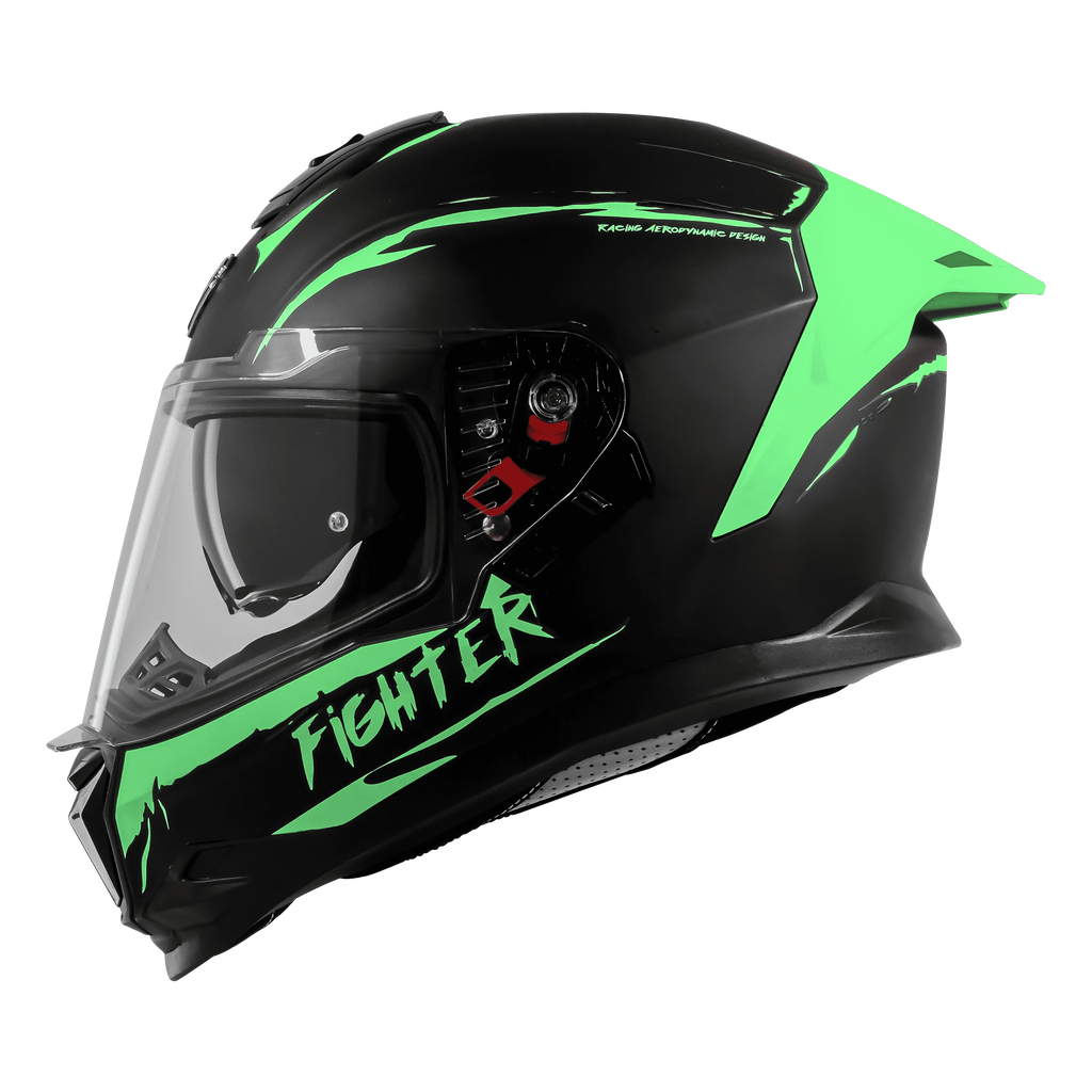 Steelbird Sbh 57 Fighter F2 Matt Black Green Full Face Helmet
