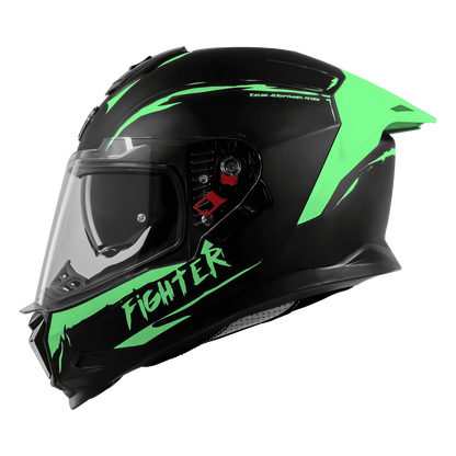 Steelbird Sbh 57 Fighter F2 Matt Black Green Full Face Helmet
