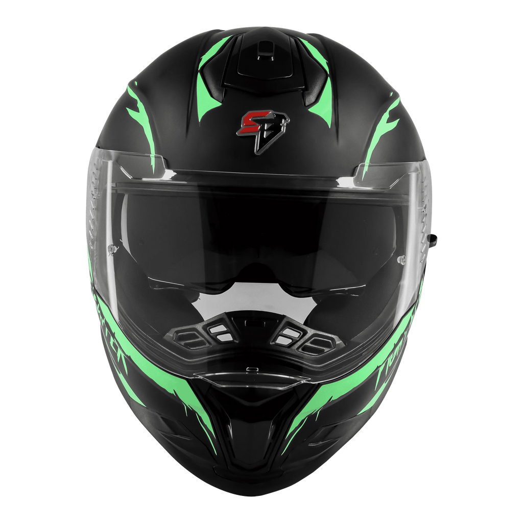 Steelbird Sbh 57 Fighter F2 Matt Black Green Full Face Helmet