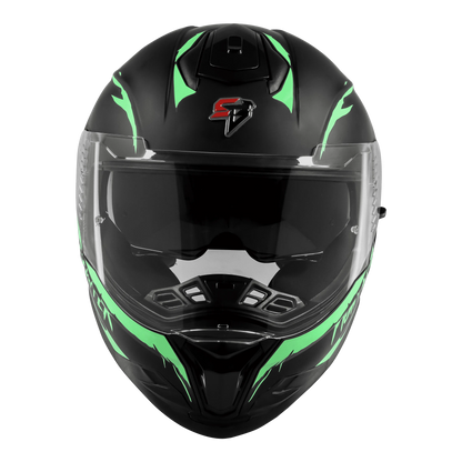 Steelbird Sbh 57 Fighter F2 Matt Black Green Full Face Helmet