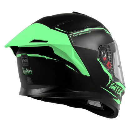 Steelbird Sbh 57 Fighter F2 Matt Black Green Full Face Helmet